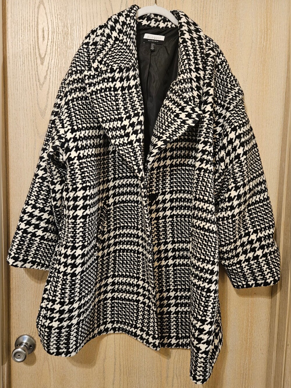 Eloquii Black & White Houndstooth Peacoat